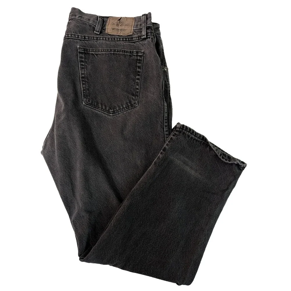 Wrangler Authentics Men's Black Denim Jeans 40x30 Relaxed Straight Leg 96501CB